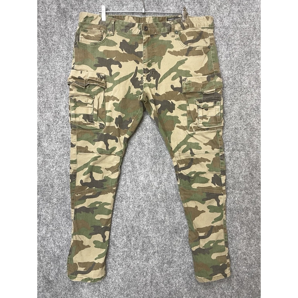 Smoke Rise Camo Cargo Pants Slim Stretch Tapered Leg Hip Hop Grunge Mens 40x32